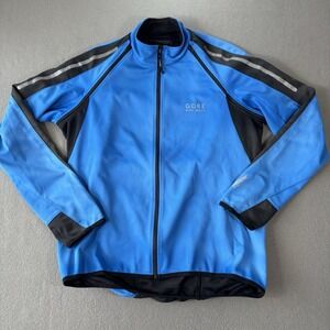 Gore Bike Wear Men L Cycling Jacket Blue Windstopper Full Zip Soft Shell Active